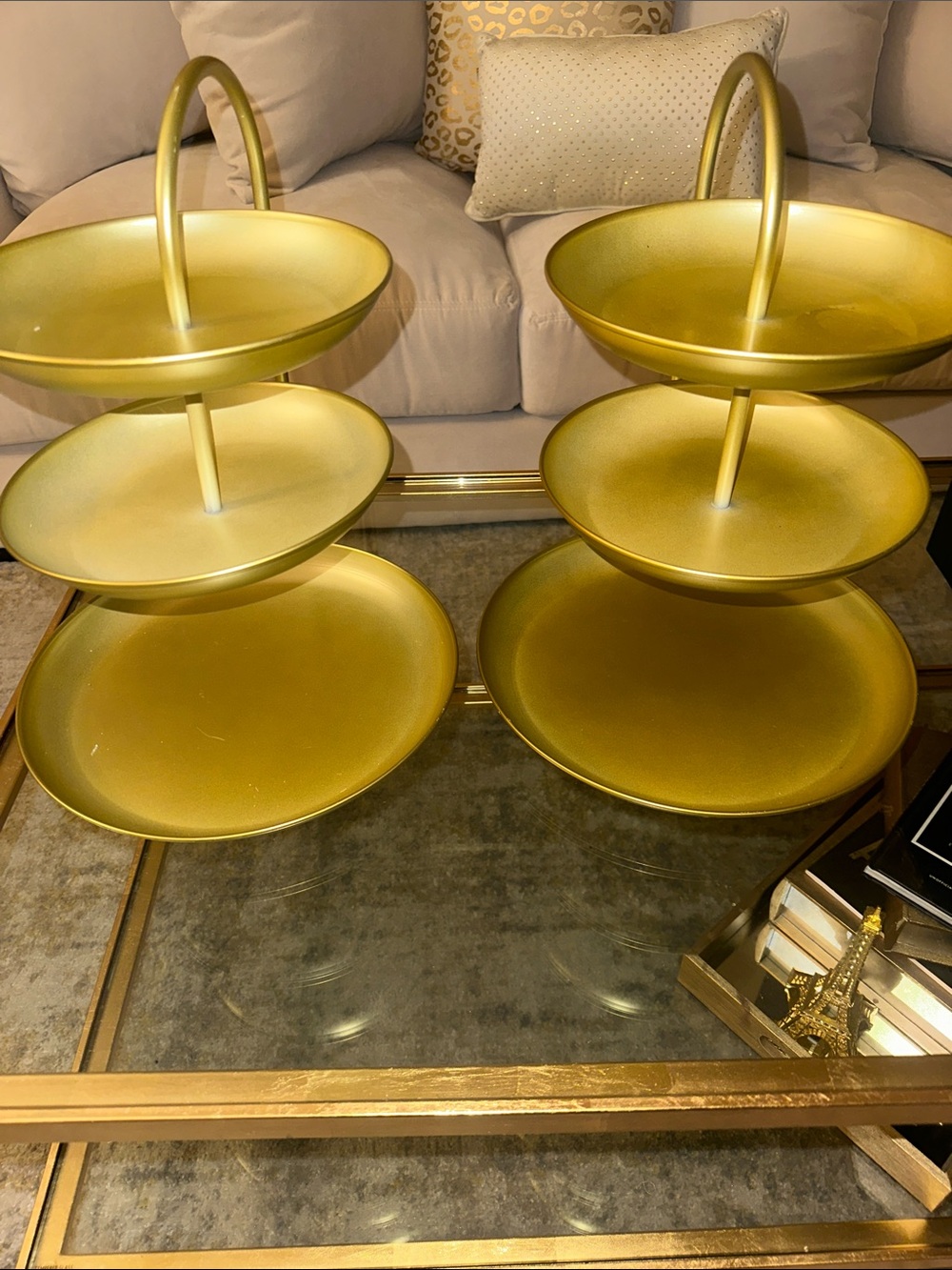Three-Tier Gold Metal Serving Stand - Elegant Home Serveware